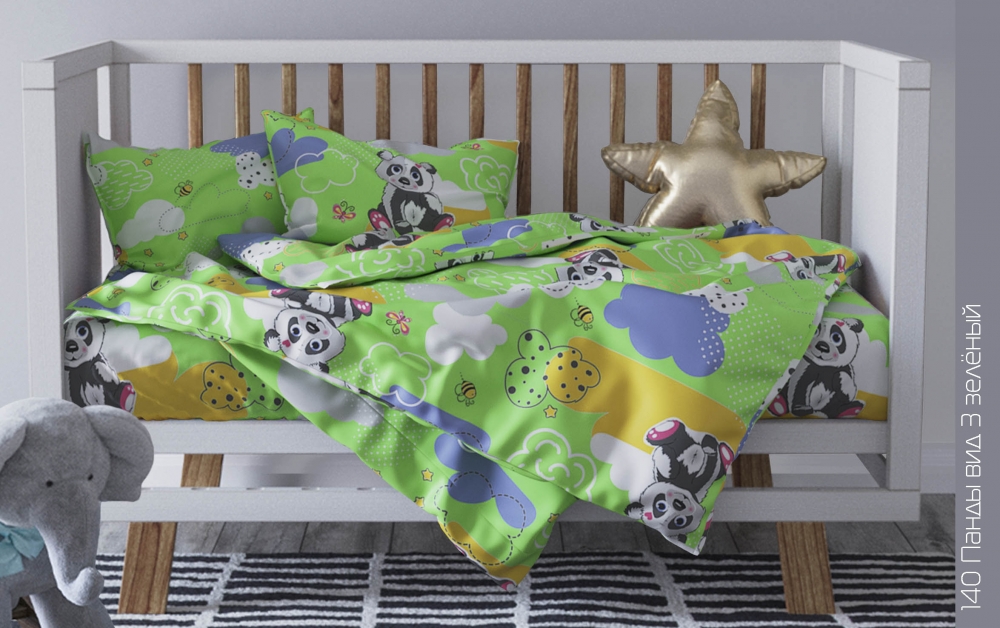 Комплект постельного белья детский бязь ГОСТ (пл.146 гр/м2) "Панды" в ассортименте